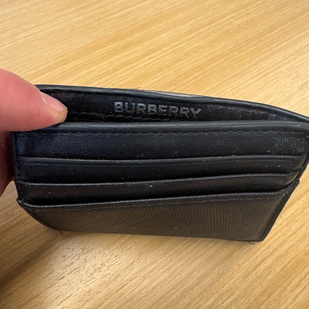 Burberry Black Check Card Holder with Money Clip - Picture 5 of 7